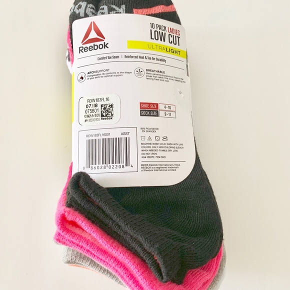 Reebok 10 Pack Multicolor Ladies Low Cut Socks - Picture 3 of 3